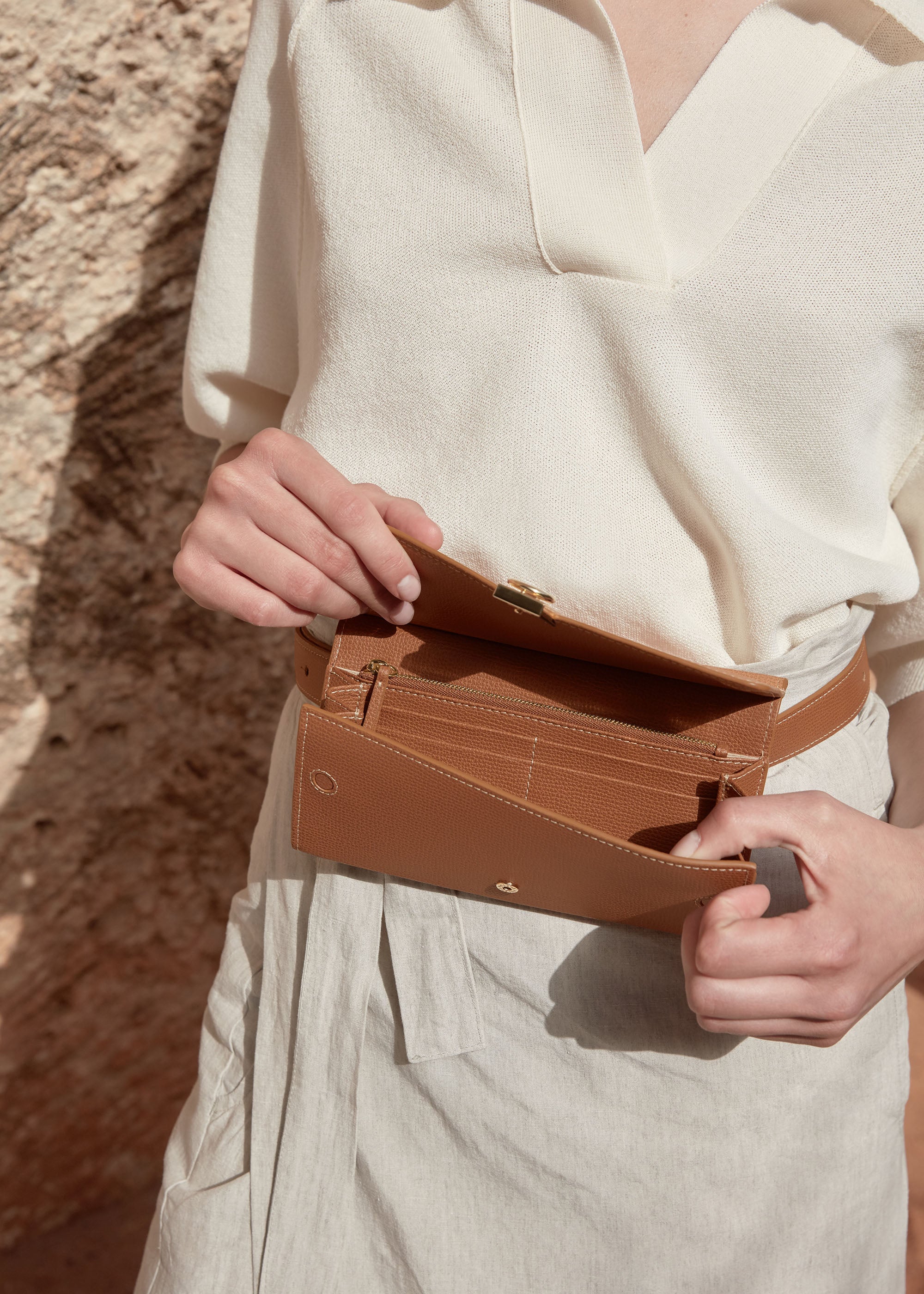 Portefeuille Numéro Sept ceinture - Duo Camel